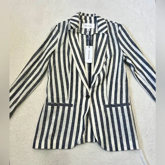 POPSUGAR NWT Striped Linen Blend Blazer - XS - Picture 2 of 10